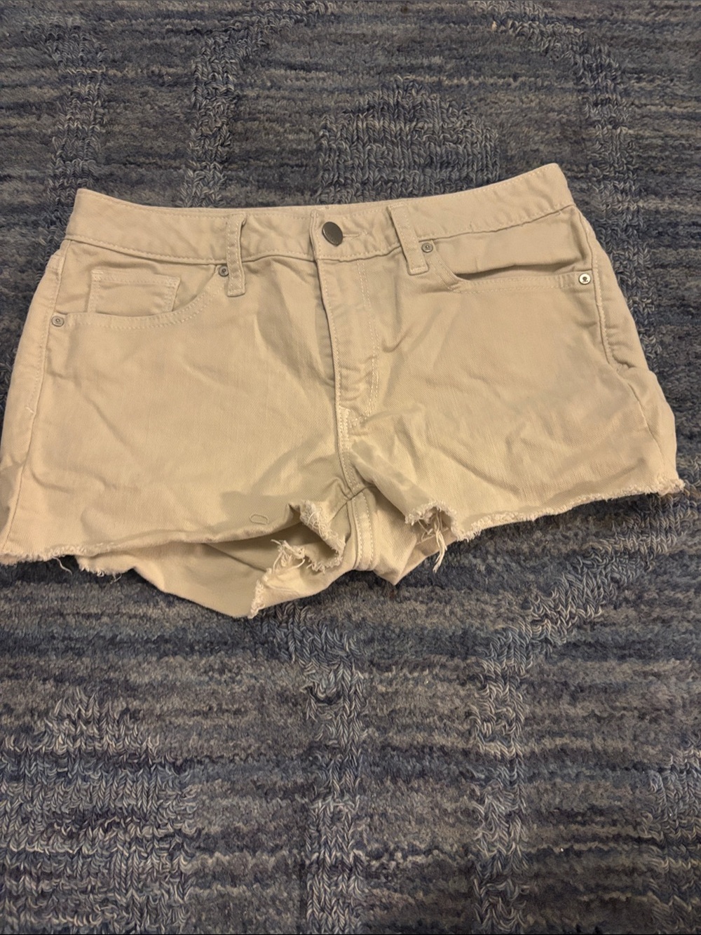 Beige Women's Denim Cutoff Shorts - Classic Low-Rise Style